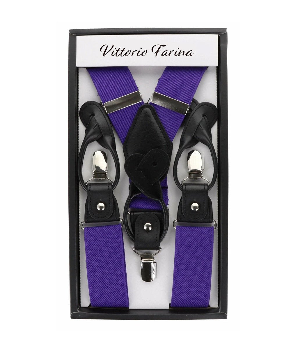 Vittorio Farina Men's Convertible Suspender in Gift Box: 70% Polyester & 30% Elastomer - Purple - Suspenders - Vittorio Farina