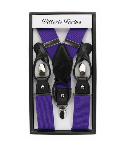 Vittorio Farina Men's Convertible Suspender in Gift Box: 70% Polyester & 30% Elastomer - Purple - Suspenders - Vittorio Farina