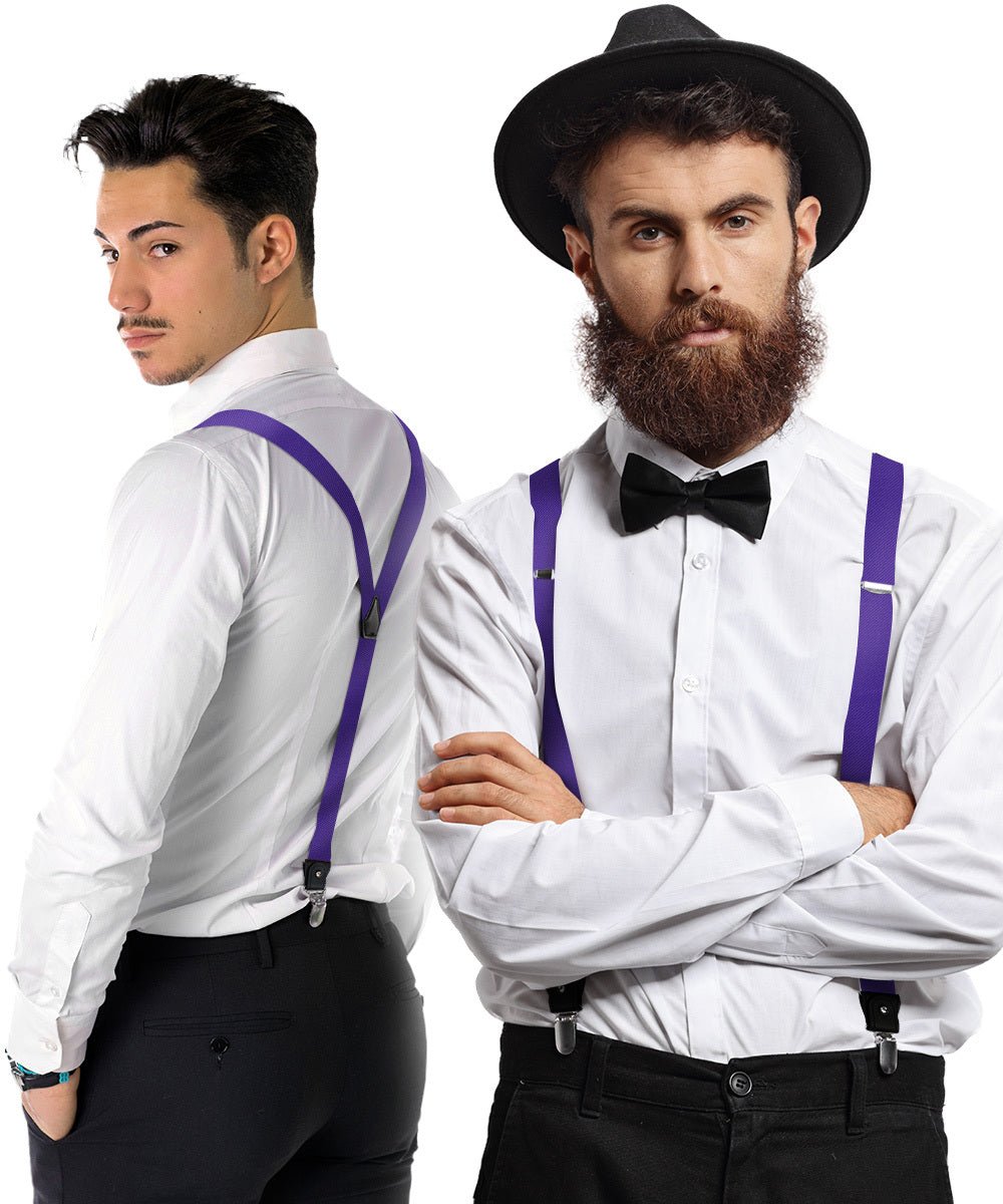 Vittorio Farina Men's Convertible Suspender in Gift Box: 70% Polyester & 30% Elastomer - Purple - Suspenders - Vittorio Farina