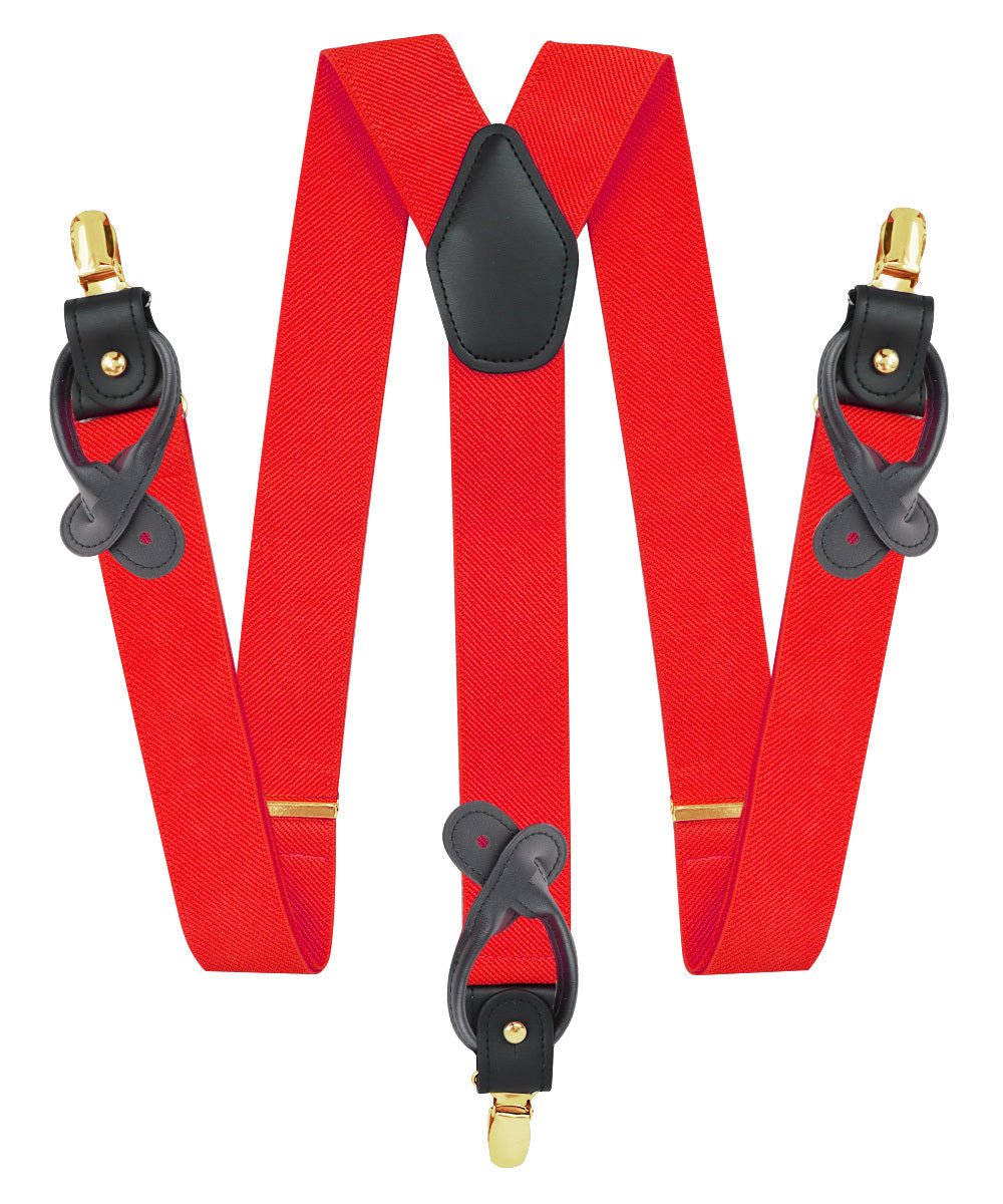 Vittorio Farina Men's Convertible Suspender in Gift Box: 70% Polyester & 30% Elastomer - Red - Suspenders - Vittorio Farina