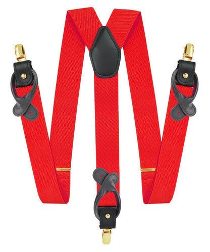 Vittorio Farina Men's Convertible Suspender in Gift Box: 70% Polyester & 30% Elastomer - Red - Suspenders - Vittorio Farina