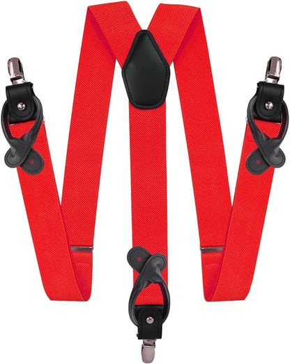 Vittorio Farina Men's Convertible Suspender in Gift Box: 70% Polyester & 30% Elastomer - Red - Suspenders - Vittorio Farina