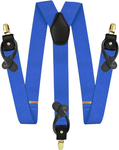 Vittorio Farina Men's Convertible Suspender in Gift Box: 70% Polyester & 30% Elastomer - Royal Blue - Suspenders - Vittorio Farina