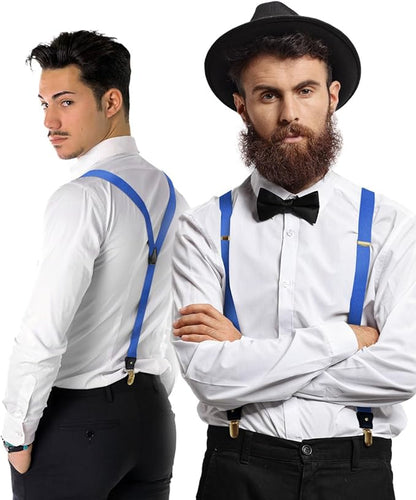 Vittorio Farina Men's Convertible Suspender in Gift Box: 70% Polyester & 30% Elastomer - Royal Blue - Suspenders - Vittorio Farina
