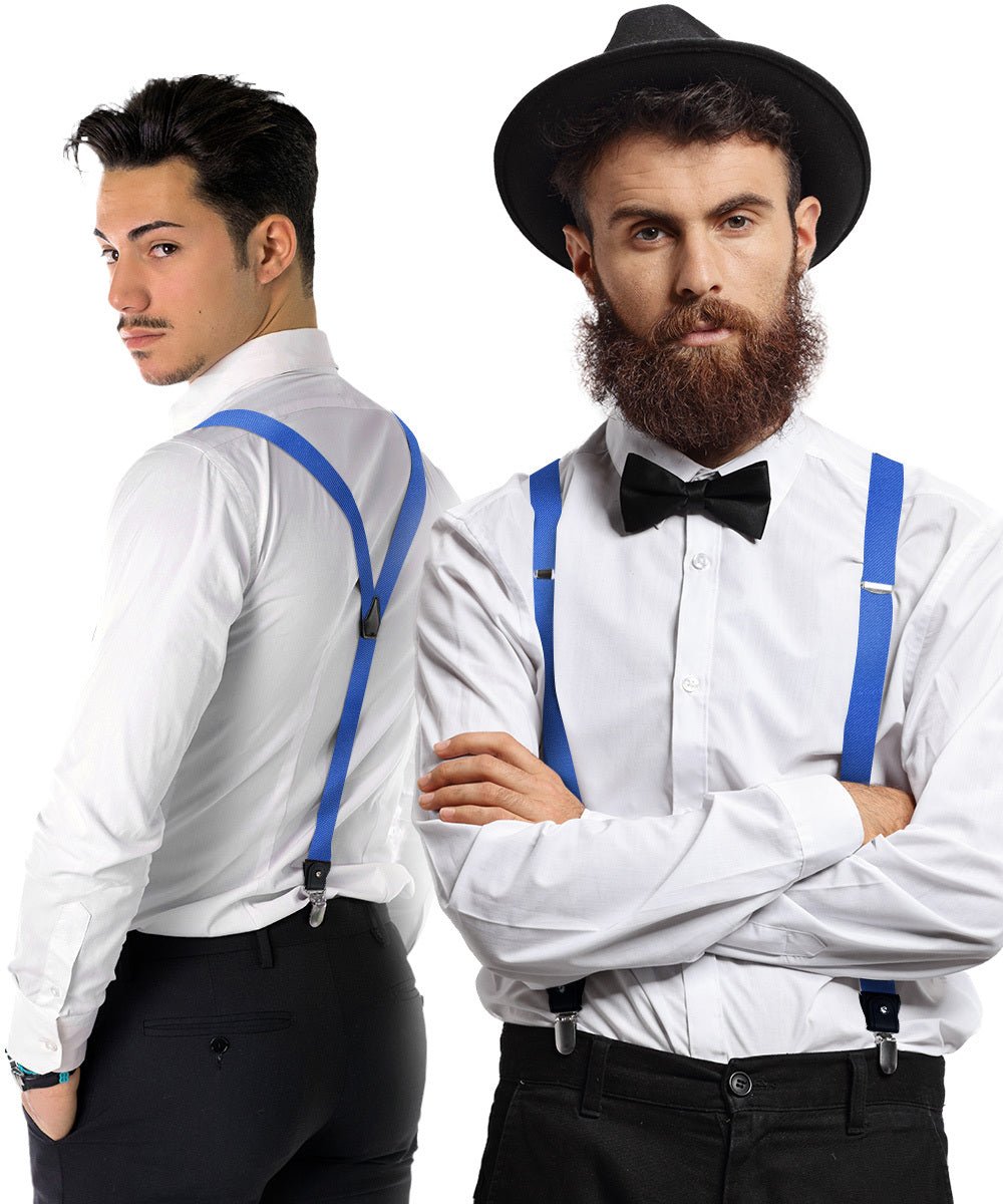 Vittorio Farina Men's Convertible Suspender in Gift Box: 70% Polyester & 30% Elastomer - Royal Blue - Suspenders - Vittorio Farina