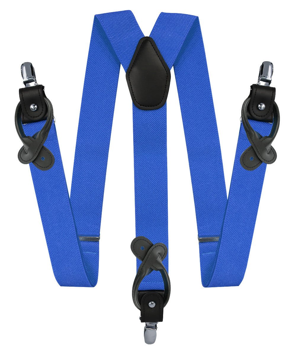 Vittorio Farina Men's Convertible Suspender in Gift Box: 70% Polyester & 30% Elastomer - Royal Blue - Suspenders - Vittorio Farina