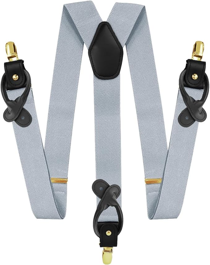 Vittorio Farina Men's Convertible Suspender in Gift Box: 70% Polyester & 30% Elastomer - Silver - Suspenders - Vittorio Farina