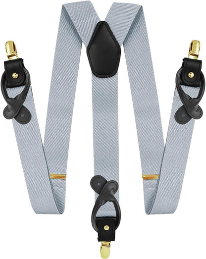 Vittorio Farina Men's Convertible Suspender in Gift Box: 70% Polyester & 30% Elastomer - Silver - Suspenders - Vittorio Farina
