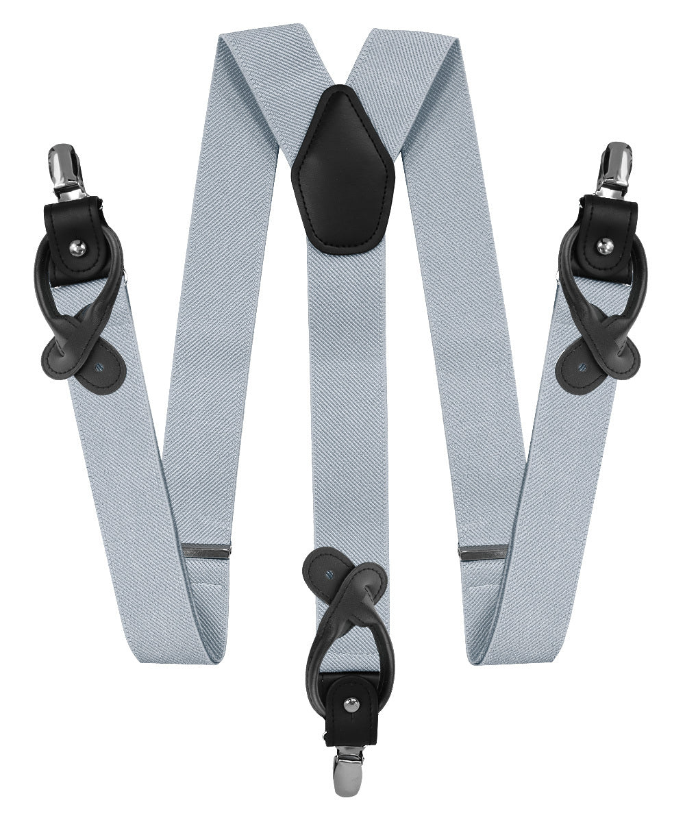 Vittorio Farina Men's Convertible Suspender in Gift Box: 70% Polyester & 30% Elastomer - Silver - Suspenders - Vittorio Farina