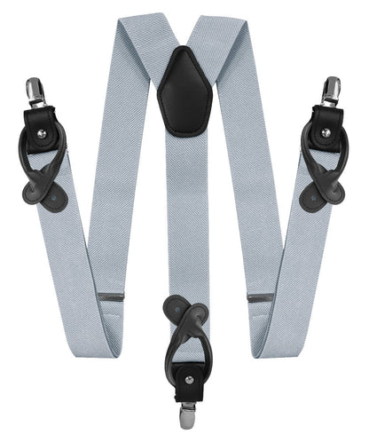 Vittorio Farina Men's Convertible Suspender in Gift Box: 70% Polyester & 30% Elastomer - Silver - Suspenders - Vittorio Farina