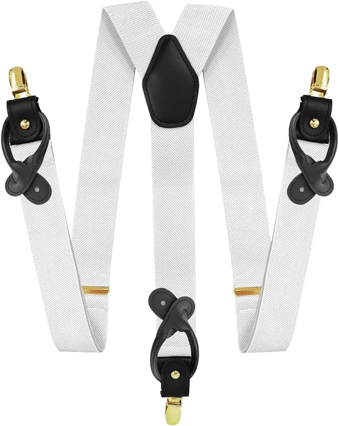 Vittorio Farina Men's Convertible Suspender in Gift Box: 70% Polyester & 30% Elastomer - White - Suspenders - Vittorio Farina