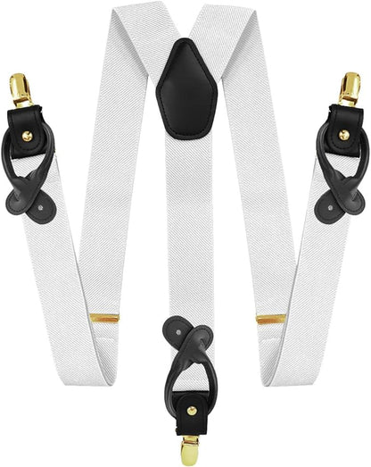 Vittorio Farina Men's Convertible Suspender in Gift Box: 70% Polyester & 30% Elastomer - White - Suspenders - Vittorio Farina