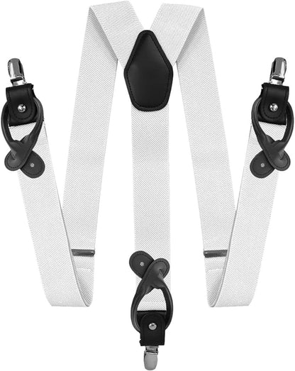 Vittorio Farina Men's Convertible Suspender in Gift Box: 70% Polyester & 30% Elastomer - White - Suspenders - Vittorio Farina