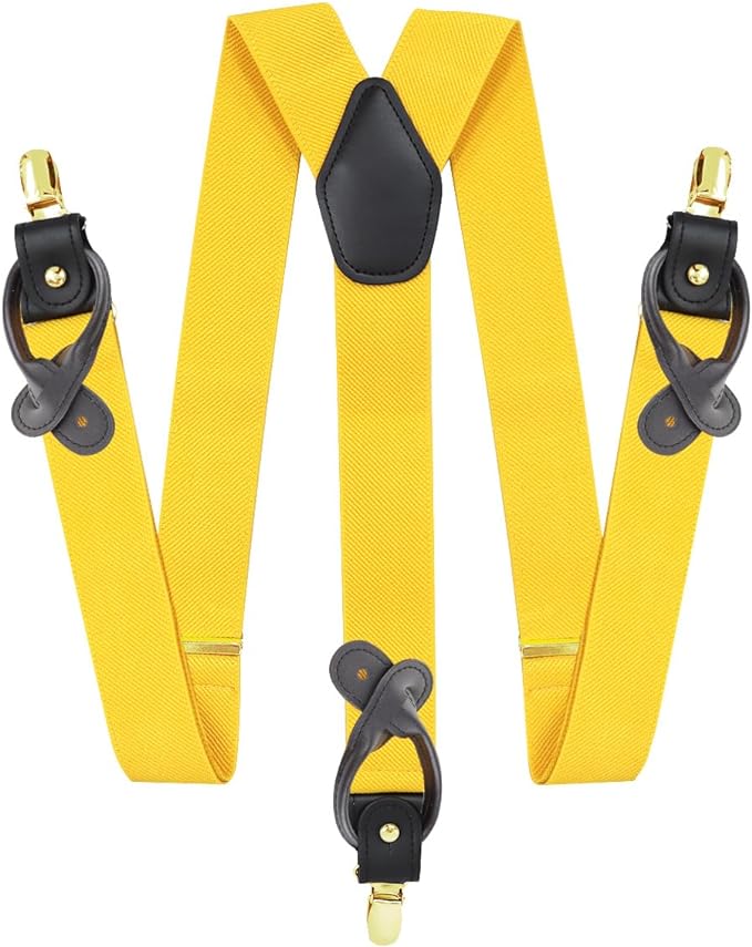 Vittorio Farina Men's Convertible Suspender in Gift Box: 70% Polyester & 30% Elastomer - Yellow - Suspenders - Vittorio Farina