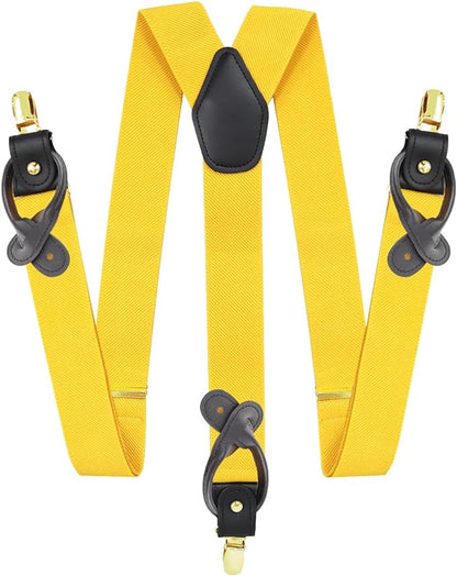 Vittorio Farina Men's Convertible Suspender in Gift Box: 70% Polyester & 30% Elastomer - Yellow - Suspenders - Vittorio Farina