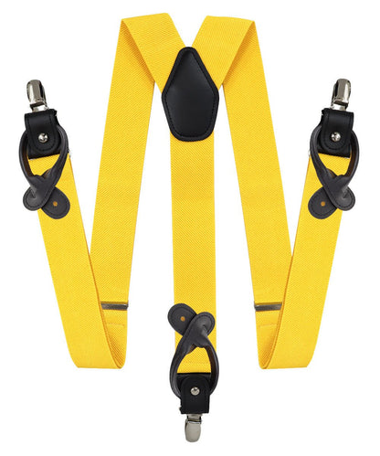 Vittorio Farina Men's Convertible Suspender in Gift Box: 70% Polyester & 30% Elastomer - Yellow - Suspenders - Vittorio Farina