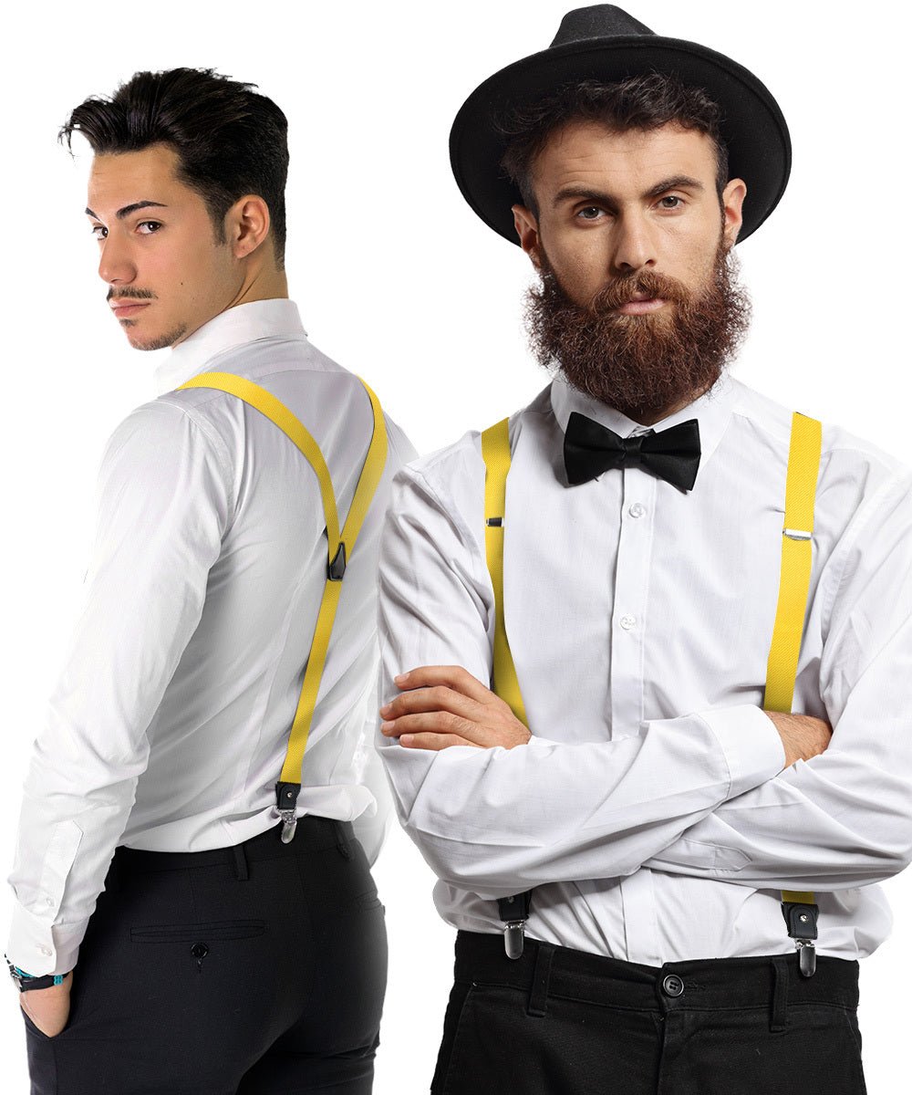 Vittorio Farina Men's Convertible Suspender in Gift Box: 70% Polyester & 30% Elastomer - Yellow - Suspenders - Vittorio Farina