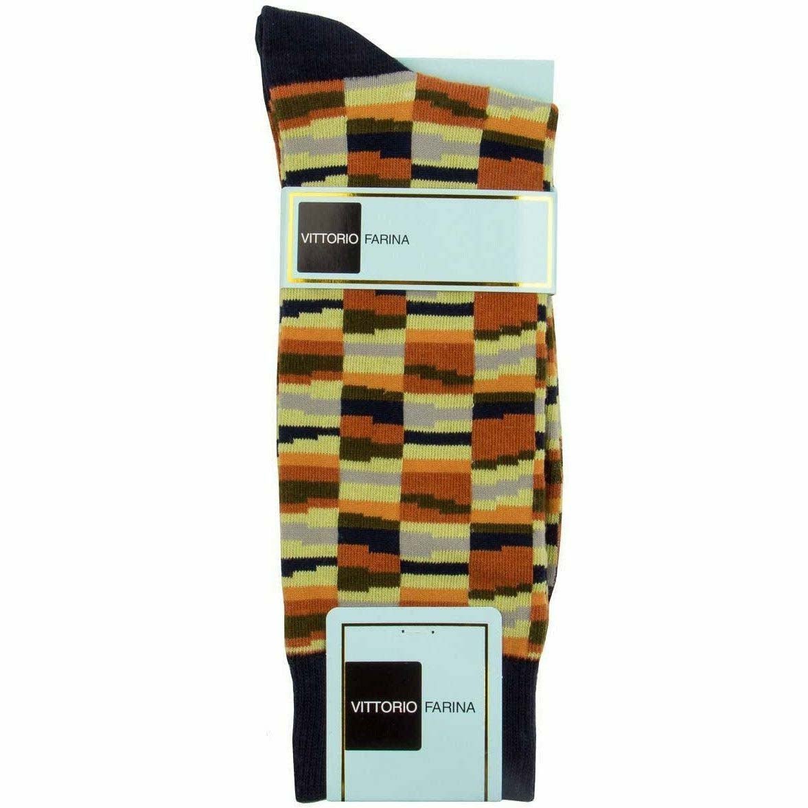 Vittorio Farina Men's Cotton Anklett Crazy Stripe Dress Socks - Black - Socks - Vittorio Farina