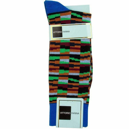 Vittorio Farina Men's Cotton Anklett Crazy Stripe Dress Socks - Red - Socks - Vittorio Farina