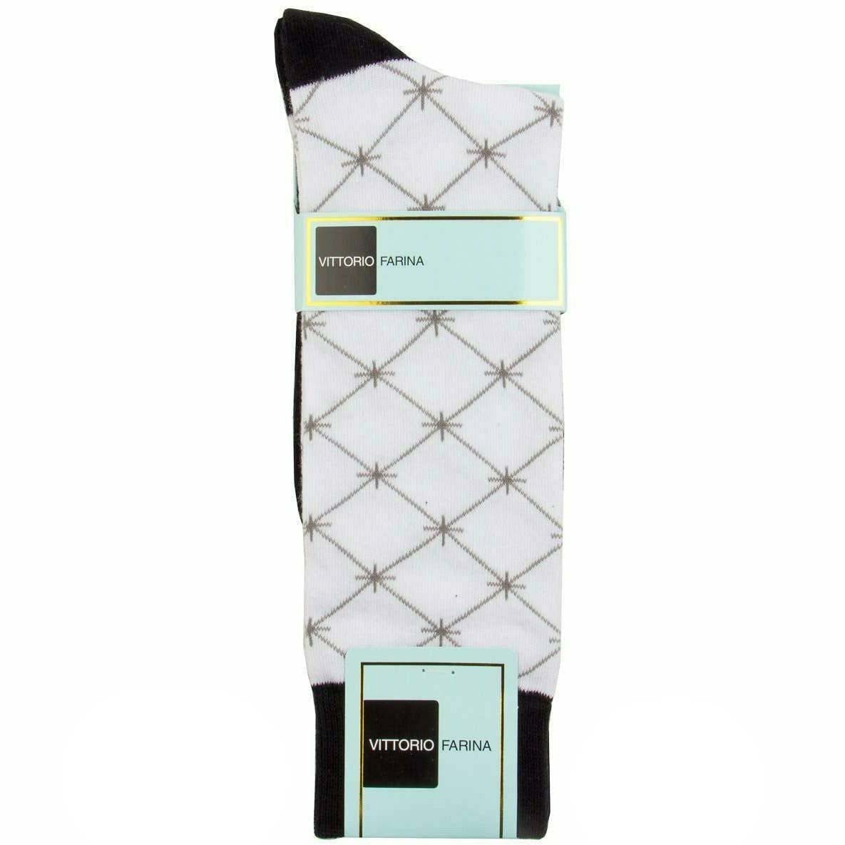 Vittorio Farina Men's Cotton Anklett Design Dress Socks - Black and White - Socks - Vittorio Farina