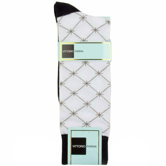 Vittorio Farina Men's Cotton Anklett Design Dress Socks - Black and White - Socks - Vittorio Farina