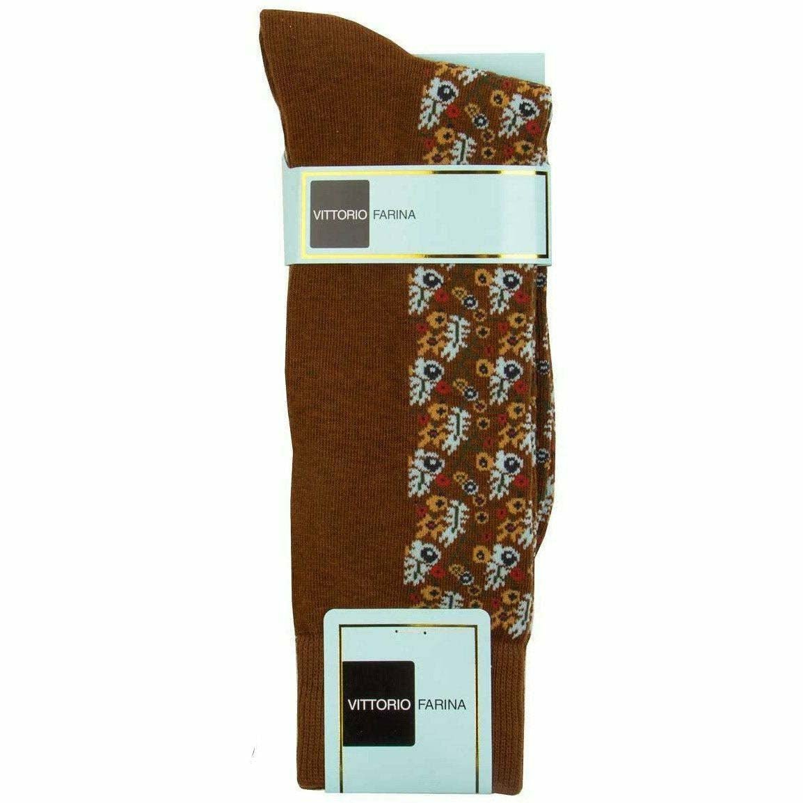 Vittorio Farina Men's Cotton Anklett Design Dress Socks - Brown - Socks - Vittorio Farina