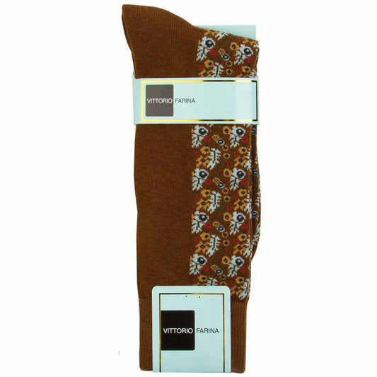Vittorio Farina Men's Cotton Anklett Design Dress Socks - Brown - Socks - Vittorio Farina