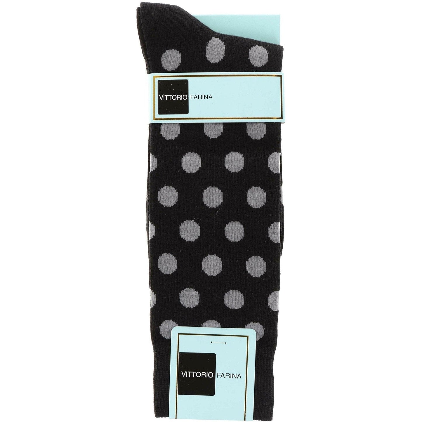 Vittorio Farina Men's Cotton Anklett Polka Dot Dress Socks - Black and Gray - Socks - Vittorio Farina