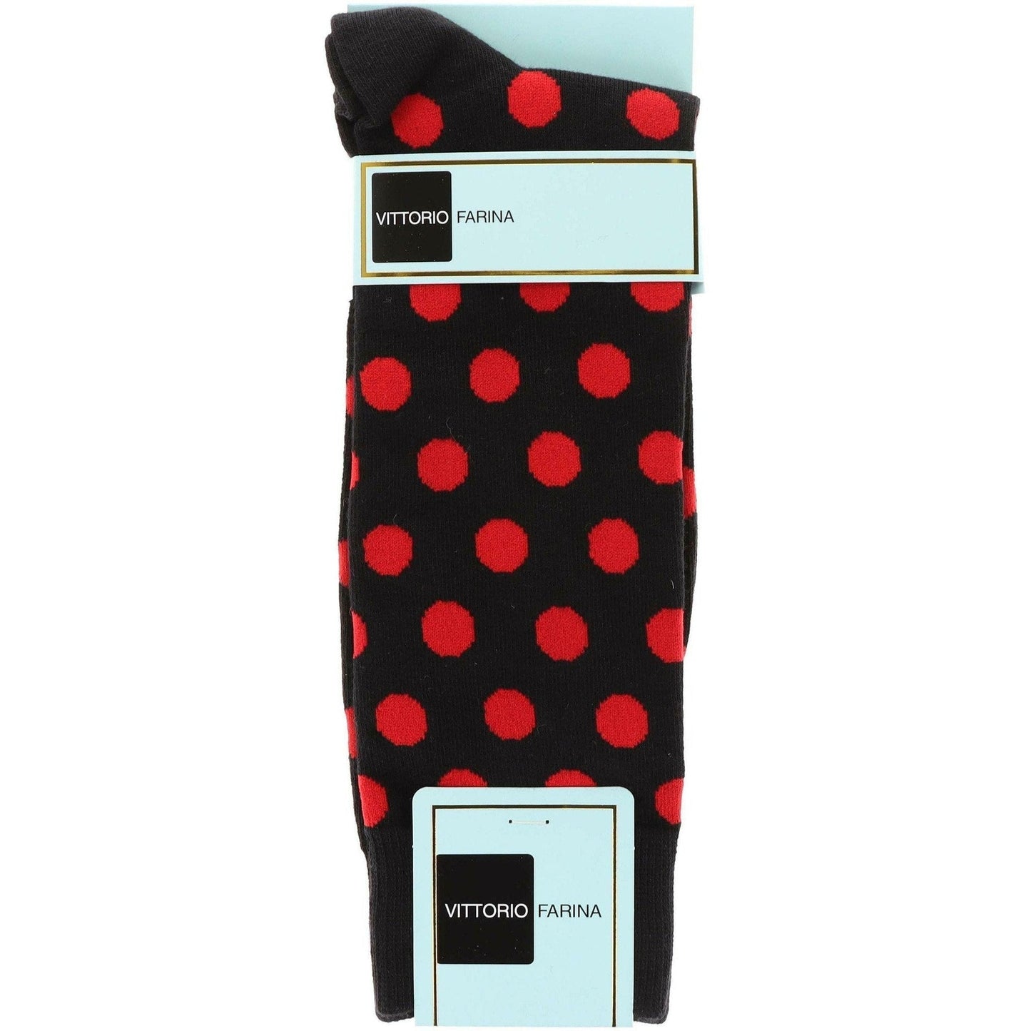 Vittorio Farina Men's Cotton Anklett Polka Dot Dress Socks - Black and Red - Socks - Vittorio Farina