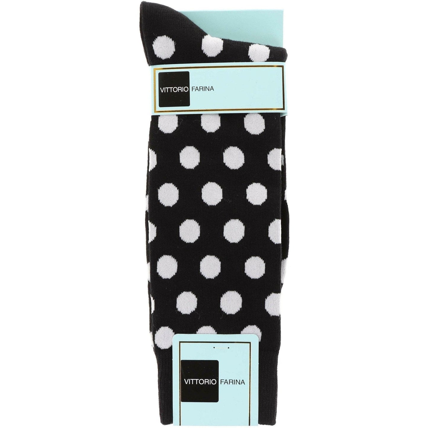 Vittorio Farina Men's Cotton Anklett Polka Dot Dress Socks - Black and White - Socks - Vittorio Farina