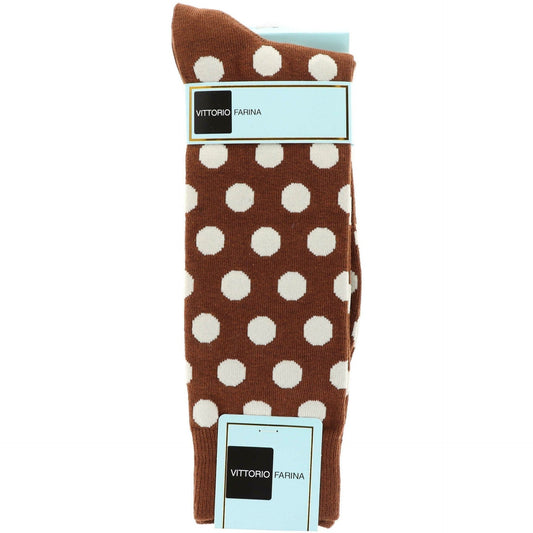 Vittorio Farina Men's Cotton Anklett Polka Dot Dress Socks - Tan and Cream - Socks - Vittorio Farina