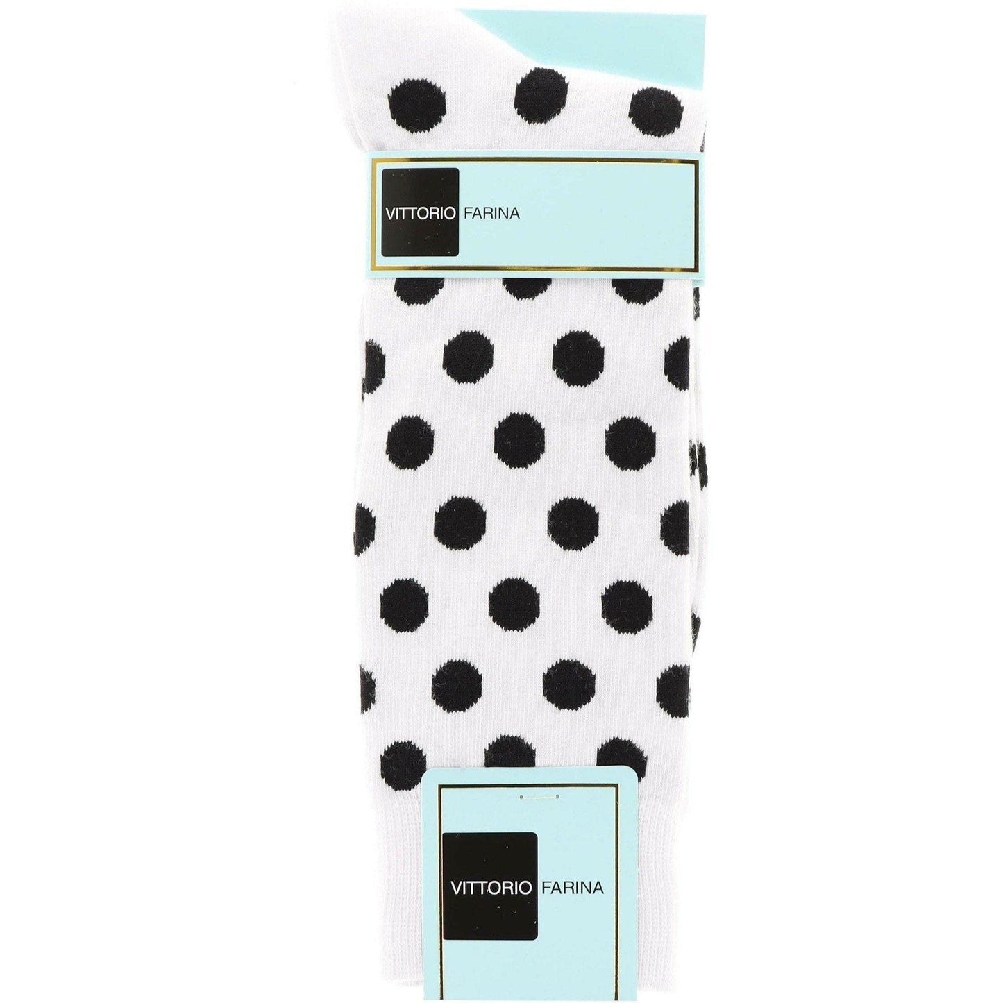 Vittorio Farina Men's Cotton Anklett Polka Dot Dress Socks - White and Black - Socks - Vittorio Farina