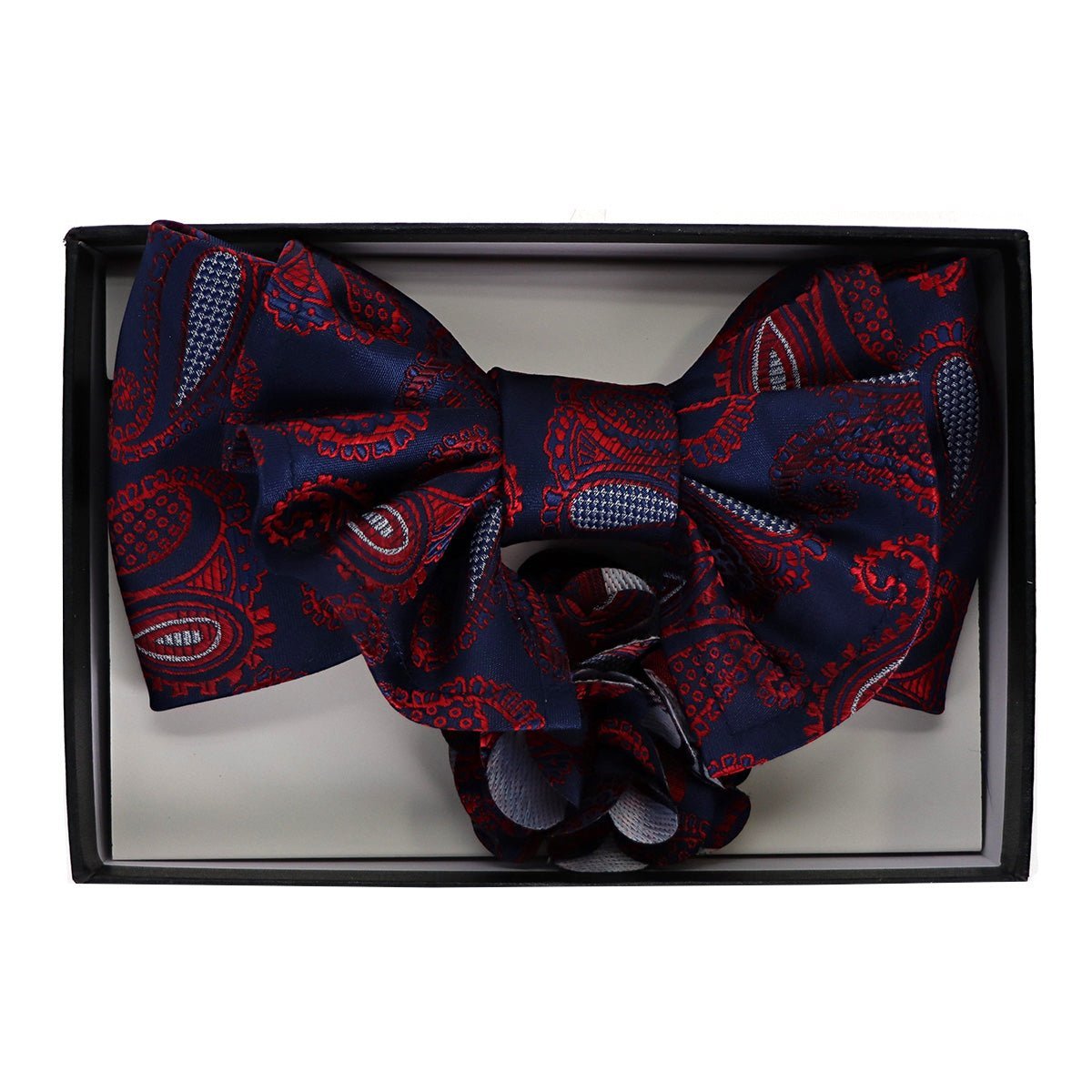 Vittorio Farina Men's Design XL Bow Tie, Pocket Square and Flower Lapel Pin in Gift Box - GB-XLBHL_2134 - Bow Tie, Pocket Square & Lapel Pin - Vittorio Farina