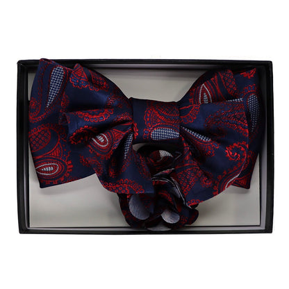 Vittorio Farina Men's Design XL Bow Tie, Pocket Square and Flower Lapel Pin in Gift Box - GB-XLBHL_2134 - Bow Tie, Pocket Square & Lapel Pin - Vittorio Farina