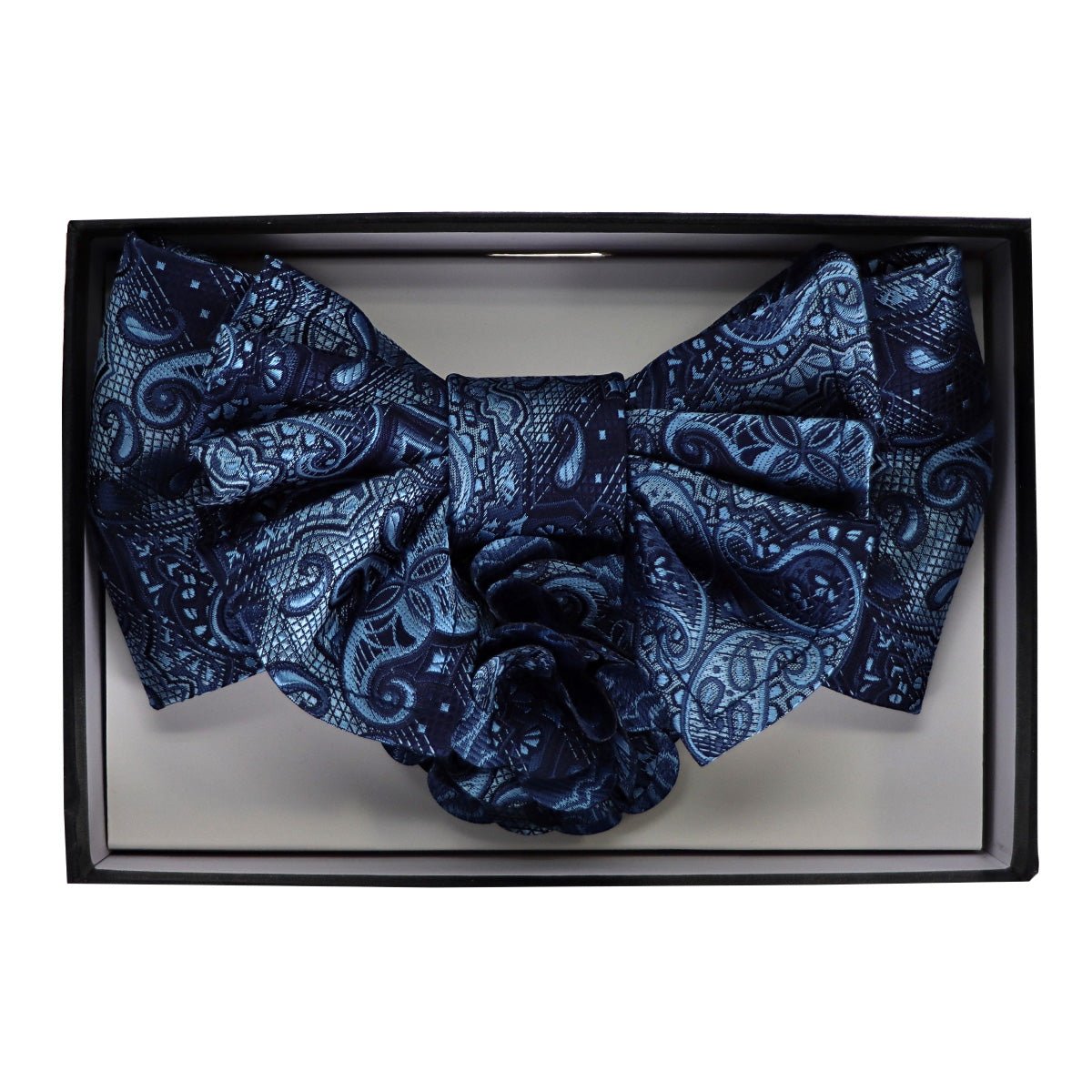 Vittorio Farina Men's Design XL Bow Tie, Pocket Square and Flower Lapel Pin in Gift Box - GB-XLBHL_2136 - Bow Tie, Pocket Square & Lapel Pin - Vittorio Farina