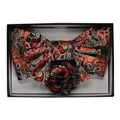 Vittorio Farina Men's Design XL Bow Tie, Pocket Square and Flower Lapel Pin in Gift Box - GB-XLBHL_2137 - Bow Tie, Pocket Square & Lapel Pin - Vittorio Farina