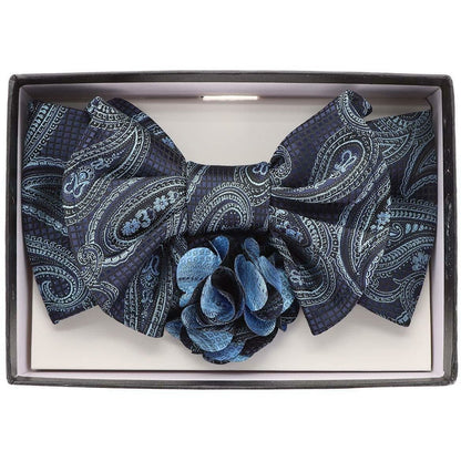 Vittorio Farina Men's Design XL Bow Tie, Pocket Square and Flower Lapel Pin in Gift Box - XL2103 - Bow Tie, Pocket Square & Lapel Pin - Vittorio Farina