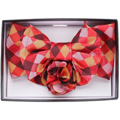 Vittorio Farina Men's Design XL Bow Tie, Pocket Square and Flower Lapel Pin in Gift Box - XL2109 - Bow Tie, Pocket Square & Lapel Pin - Vittorio Farina