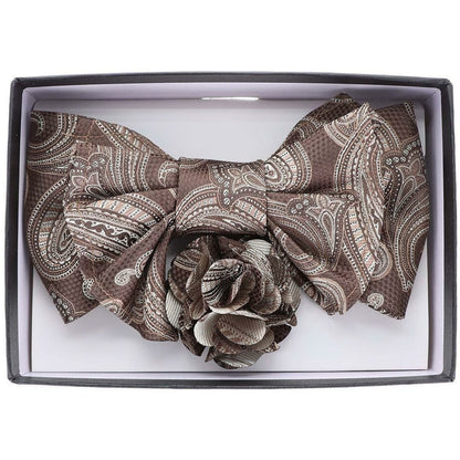 Vittorio Farina Men's Design XL Bow Tie, Pocket Square and Flower Lapel Pin in Gift Box - XL2111 - Bow Tie, Pocket Square & Lapel Pin - Vittorio Farina