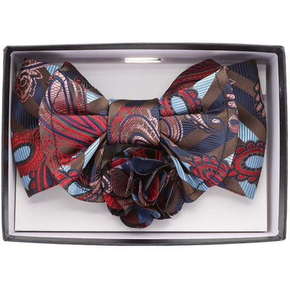 Vittorio Farina Men's Design XL Bow Tie, Pocket Square and Flower Lapel Pin in Gift Box - XL2113 - Bow Tie, Pocket Square & Lapel Pin - Vittorio Farina