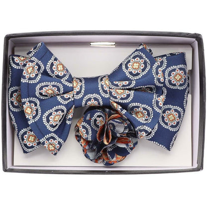 Vittorio Farina Men's Design XL Bow Tie, Pocket Square and Flower Lapel Pin in Gift Box - XL2119 - Bow Tie, Pocket Square & Lapel Pin - Vittorio Farina