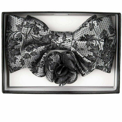 Vittorio Farina Men's Design XL Bow Tie, Pocket Square and Flower Lapel Pin in Gift Box - XL2121 - Bow Tie, Pocket Square & Lapel Pin - Vittorio Farina