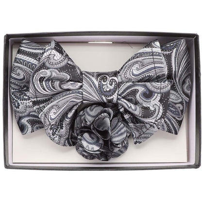 Vittorio Farina Men's Design XL Bow Tie, Pocket Square and Flower Lapel Pin in Gift Box - XL2121 - Bow Tie, Pocket Square & Lapel Pin - Vittorio Farina