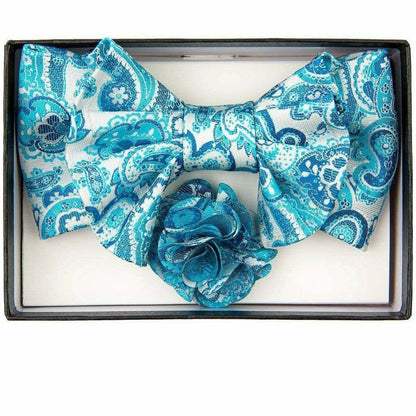 Vittorio Farina Men's Design XL Bow Tie, Pocket Square and Flower Lapel Pin in Gift Box - XL2121 - Bow Tie, Pocket Square & Lapel Pin - Vittorio Farina