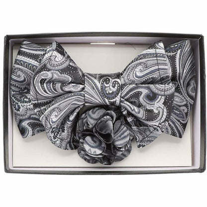 Vittorio Farina Men's Design XL Bow Tie, Pocket Square and Flower Lapel Pin in Gift Box - XL2123 - Bow Tie, Pocket Square & Lapel Pin - Vittorio Farina