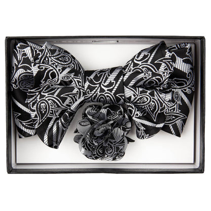 Vittorio Farina Men's Design XL Bow Tie, Pocket Square and Flower Lapel Pin in Gift Box - XL2125 - Bow Tie, Pocket Square & Lapel Pin - Vittorio Farina