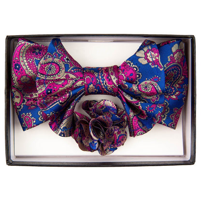 Vittorio Farina Men's Design XL Bow Tie, Pocket Square and Flower Lapel Pin in Gift Box - XL2127 - Bow Tie, Pocket Square & Lapel Pin - Vittorio Farina