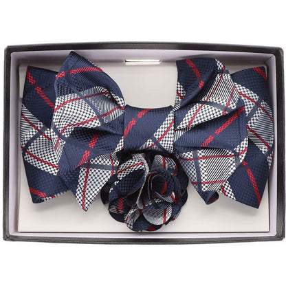 Vittorio Farina Men's Design XL Bow Tie, Pocket Square and Flower Lapel Pin in Gift Box - XL2127 - Bow Tie, Pocket Square & Lapel Pin - Vittorio Farina