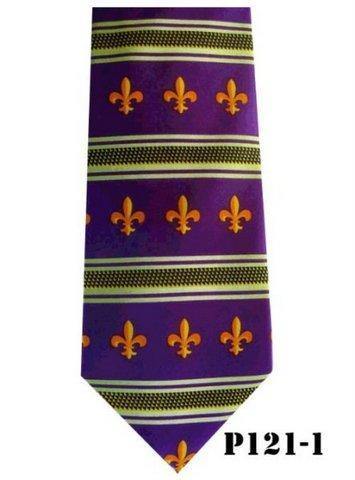 Vittorio Farina Men's Fleur de Fleur de Lis Designer Satin Necktie & Pocket Square - p-121-1 - Necktie & Pocket Square - Vittorio Farina