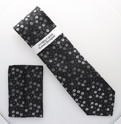 Vittorio Farina Men's Floral Design Necktie & Pocket Square - D-1319 - Necktie & Pocket Square - Vittorio Farina
